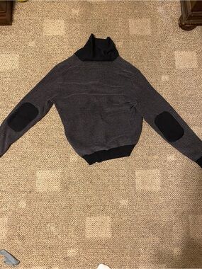 Kenneth Cole Reaction Black and Gray Fine-Striped Turtleneck Sweater